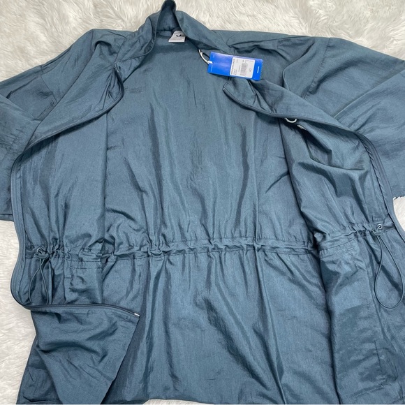 New Adidas Originals Three Stripes FU3777 Long Windbreaker Jacket Sz Medium - Picture 5 of 10